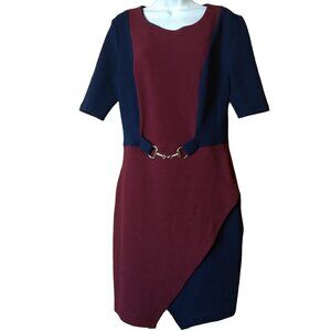 Signature By Robbie Bee Women's Size 10 Short Sleeve Buckle Detail Sheath Dress